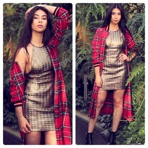 Rihanna River Island Gold Embossed Dress 8 Small